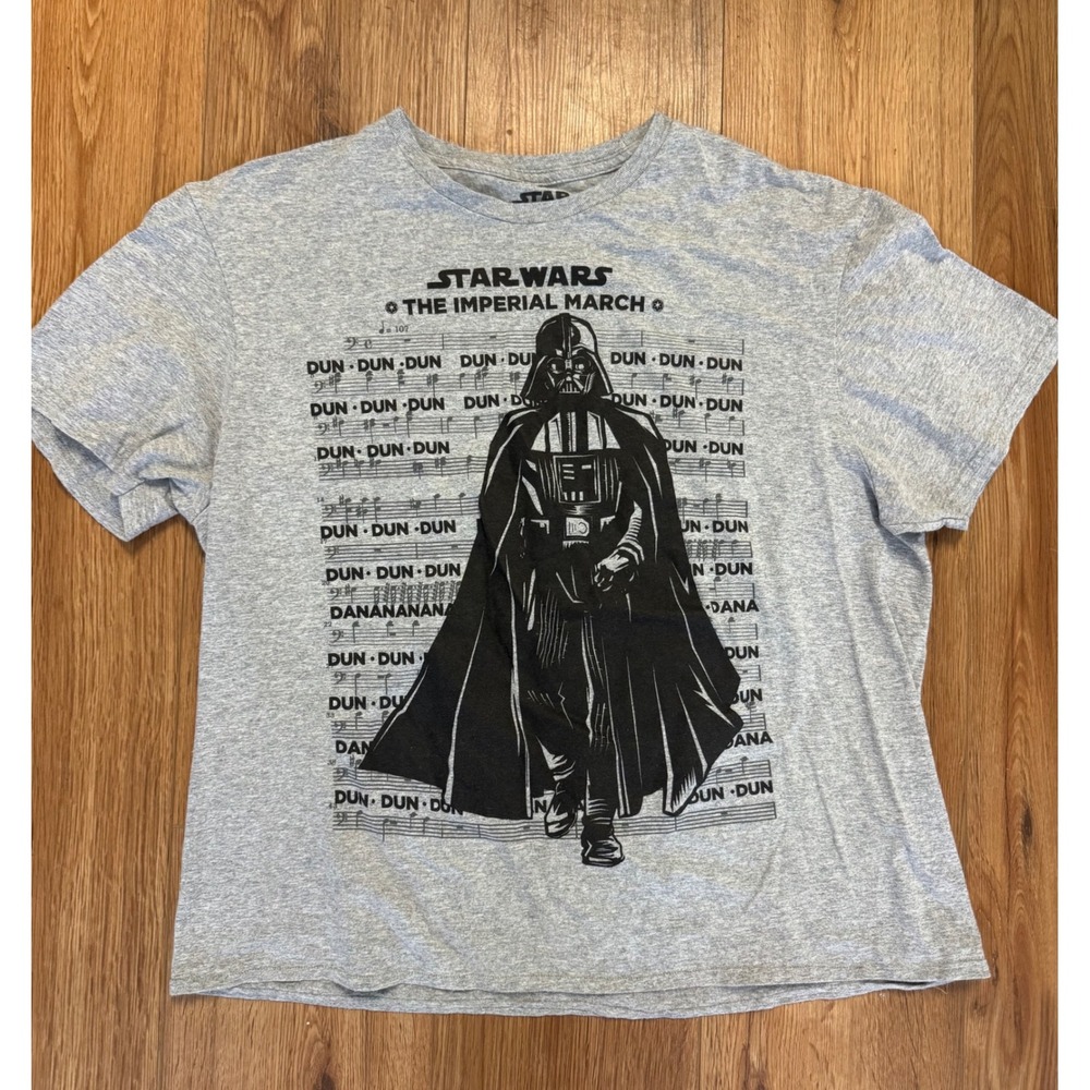 Star‎ Wars Darth Vader Imperial March Graphic Tee Gray Cropped Mad Engine Large
